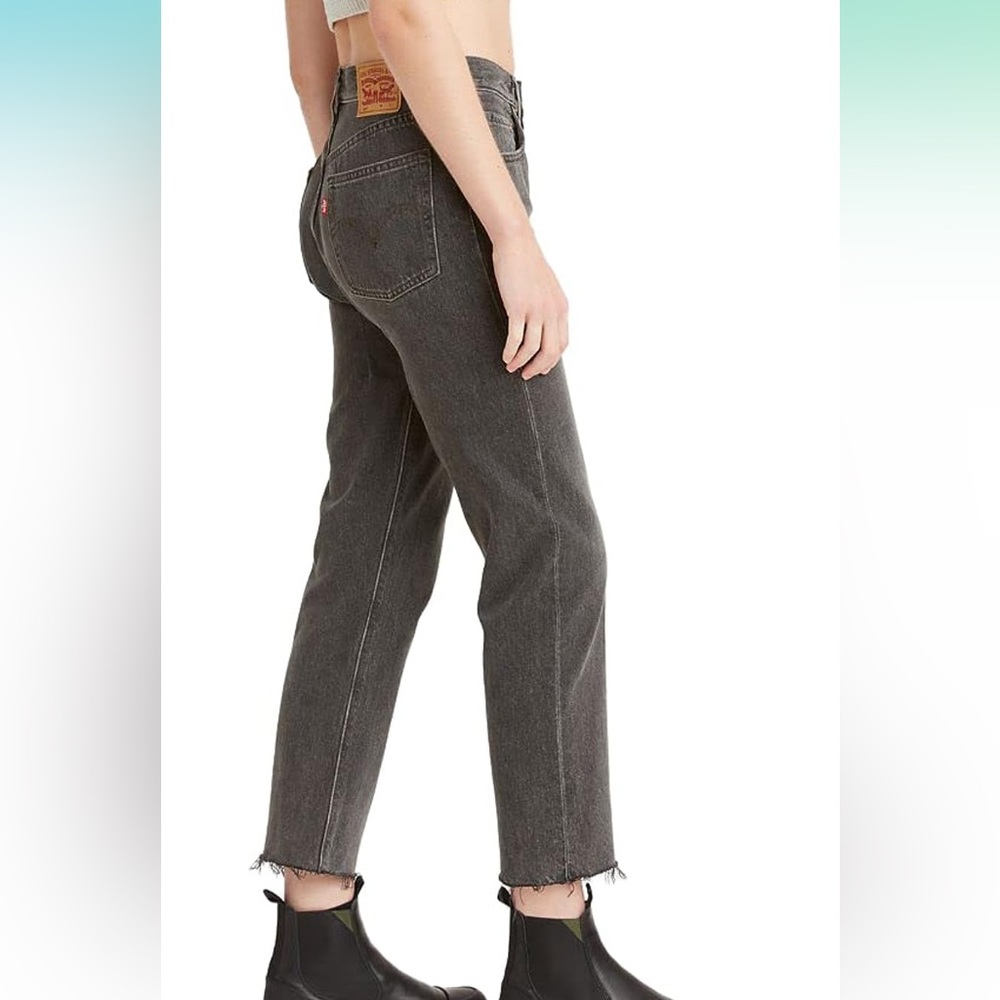 Levi’s 501 straight leg raw hem dark grey jeans